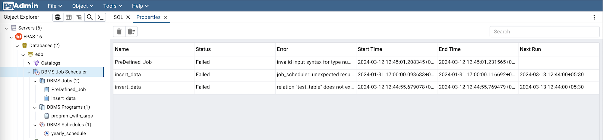 DBMS Job Details