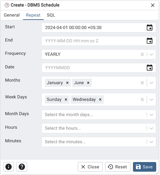 DBMS Schedule — pgAdmin 4 8.12 documentation