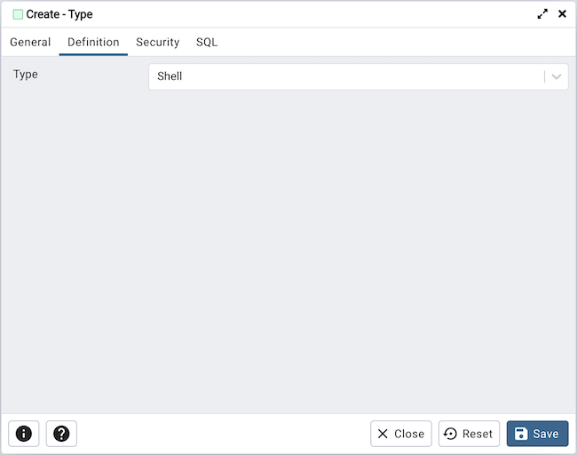 Type dialog shell section