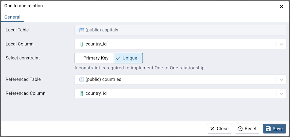 ERD tool 1-1 dialog